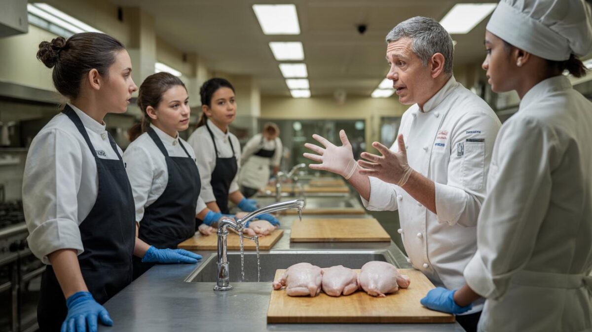 Culinaire instituten verbieden nu het wassen van rauw kippenvlees onder water vanwege dit onderschatte gezondheidsrisico
