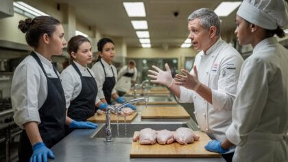 Culinaire instituten verbieden nu het wassen van rauw kippenvlees onder water vanwege dit onderschatte gezondheidsrisico