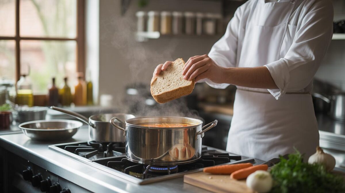 Deze traditionele truc met oud brood vervangt nu chemische verdikkingsmiddelen in professionele sauzen en soepen