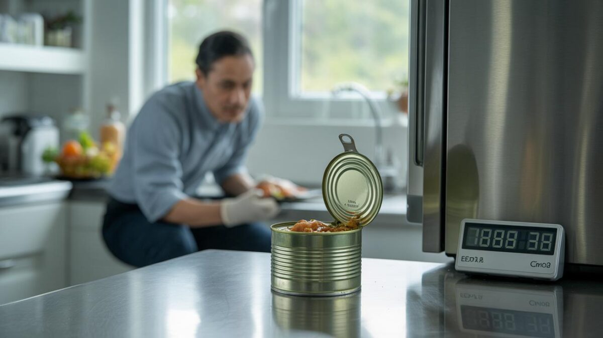 Geopende conserven mogen nooit langer dan 8 uur in hun metalen blik blijven volgens de EFSA richtlijnen